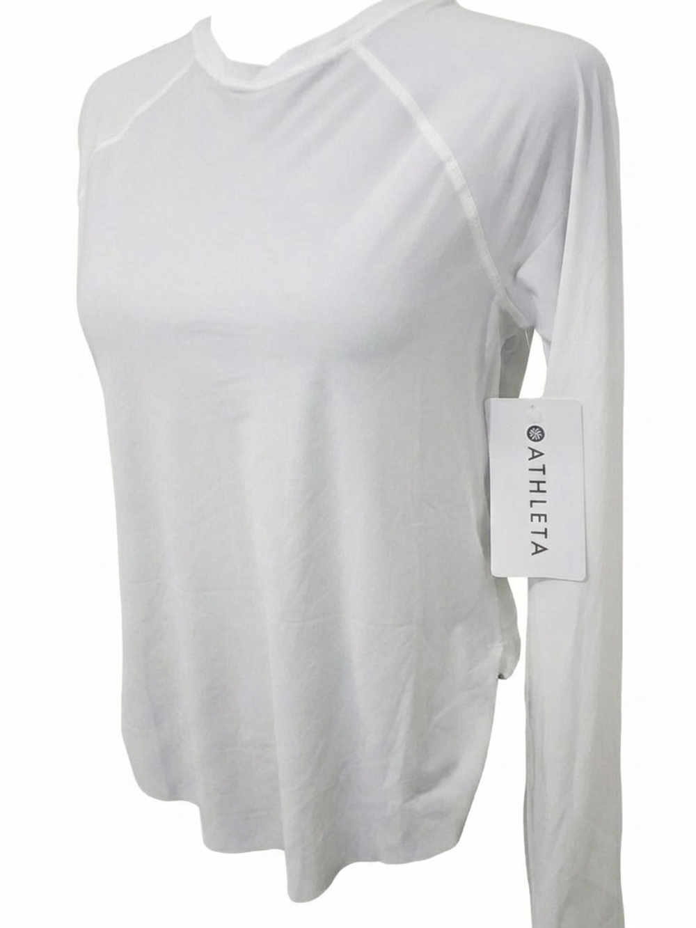 Athleta White Long-Sleeve Crew Neck Performance Tee